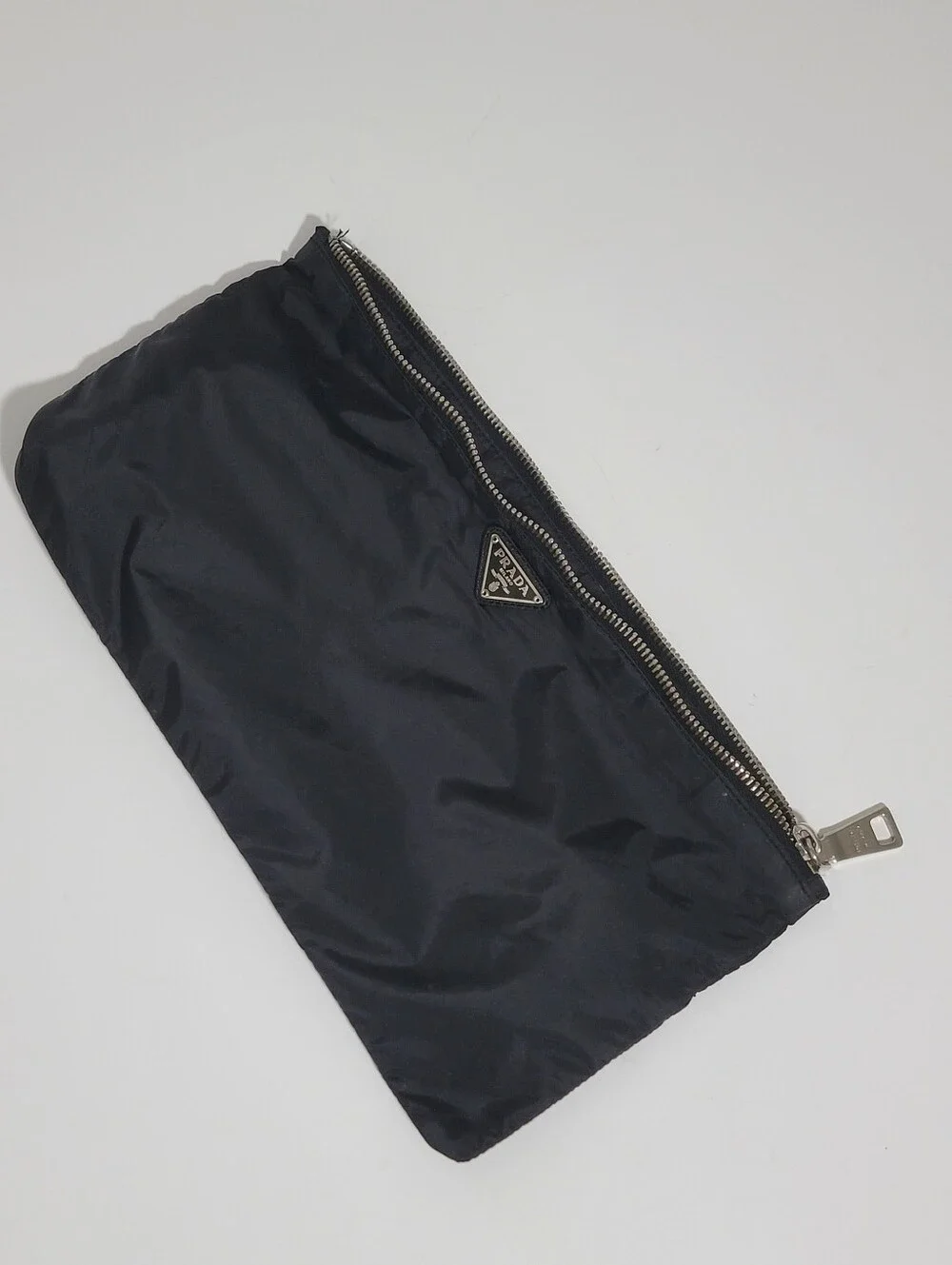 Prada Black Tessuto Nylon Zip Cosmetic Pouch